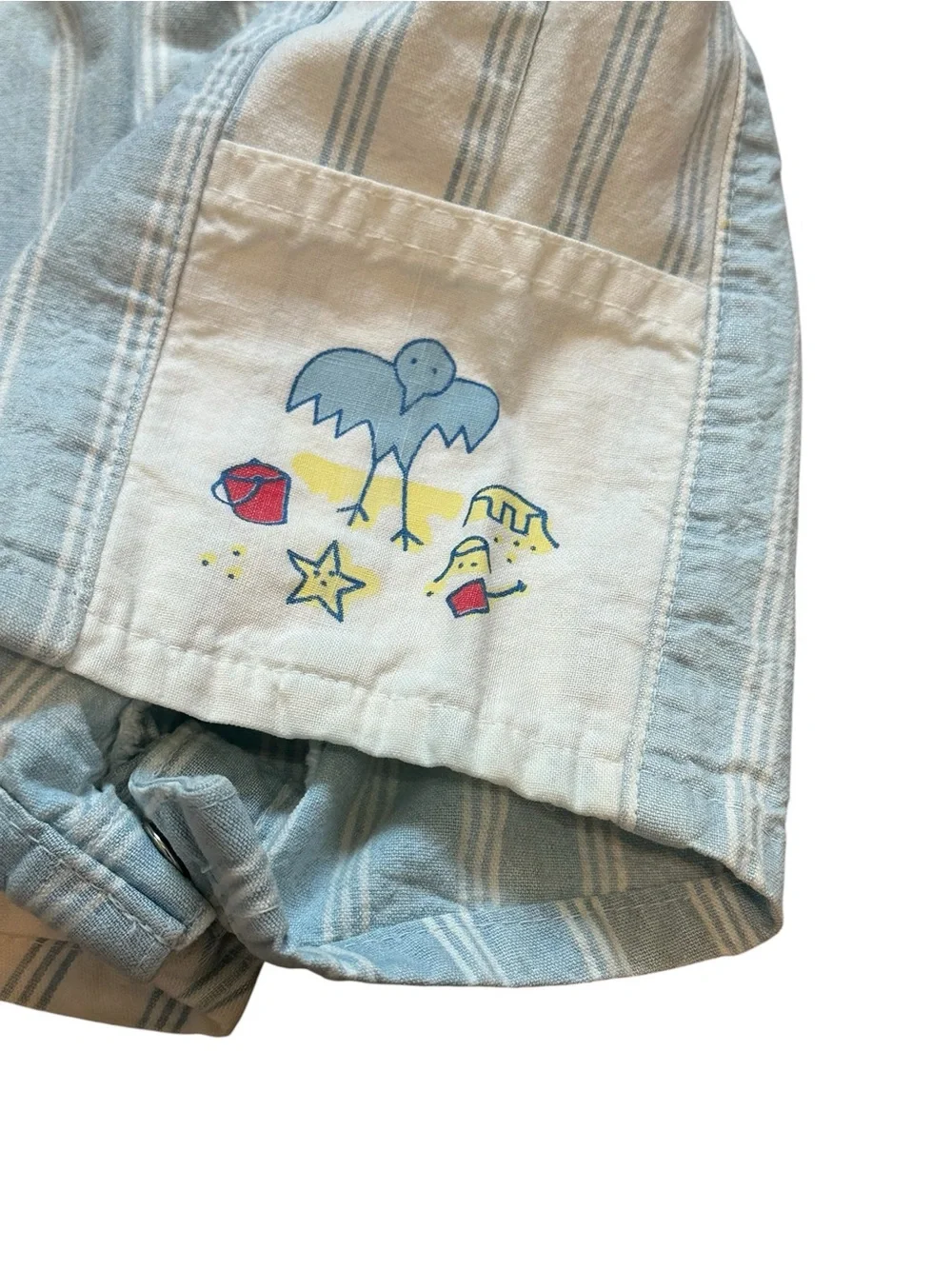 Vintage 70s OshKosh B’Gosh Shortalls Set Blue Striped Matching T-Shirt 24M